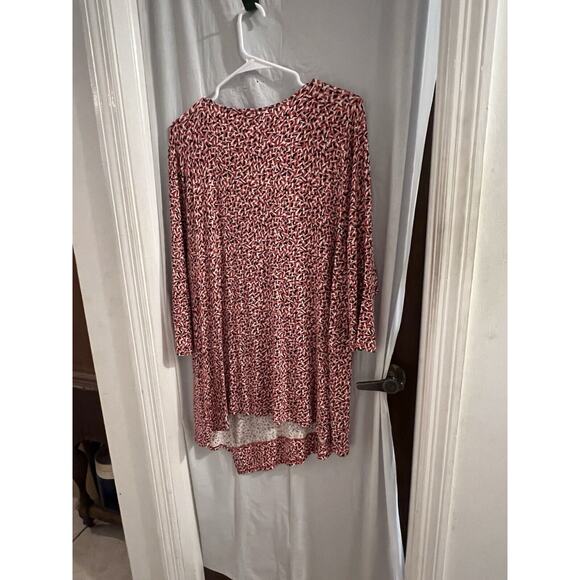 J Jill Wearever Red Black Pink Tunic Asymmetric Hem Jersey Knit Sz Xl - Picture 6 of 6